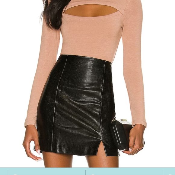 ASTR Black Audrey Faux Leather Skirt